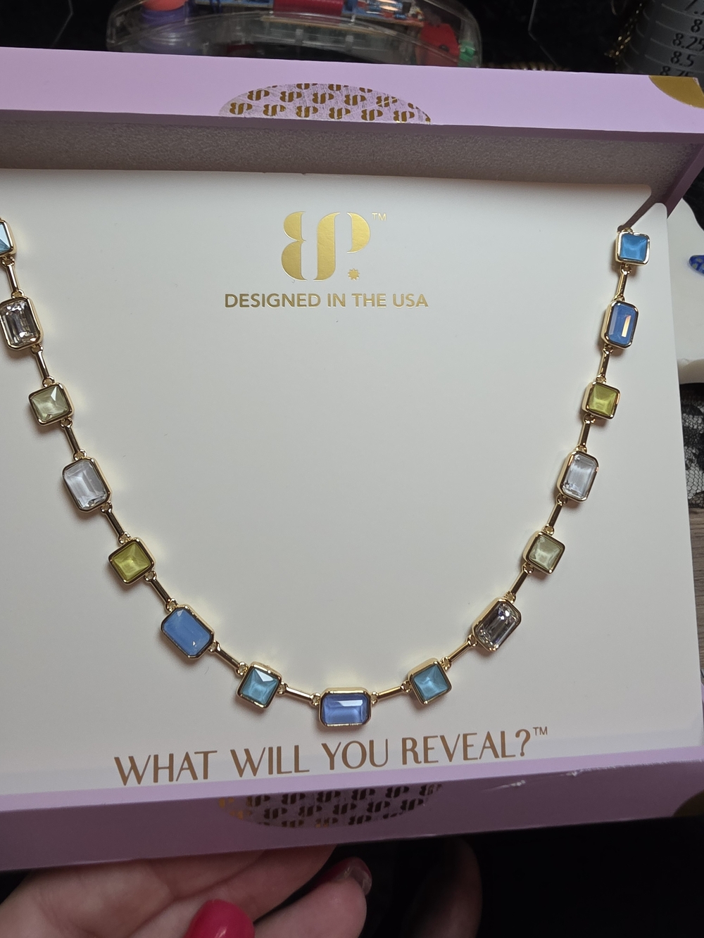 BP Summer Jewel Candy Stamped And Sealed Necklace In Capri Citrus On Gold